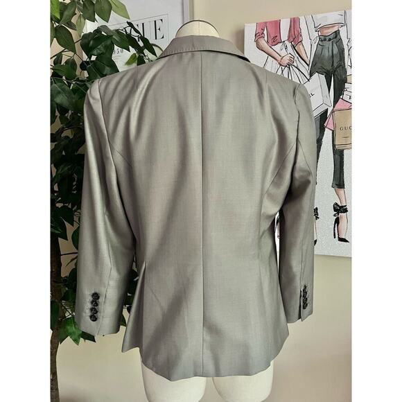 Banana Republic Womens Vintage Y2K Silk Wool Knit Gray Work Blazer Size 8 - Picture 9 of 10
